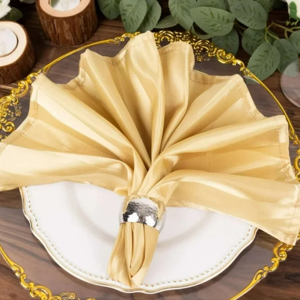 Elegant Gold Satin Cloth Napkins Bundle Of 12